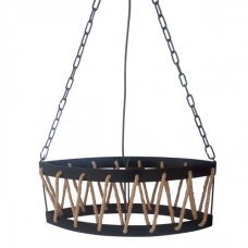 ΦΩΤΙΣΤΙΚΟ ΔΙΦΩΤΟ 2 Χ Ε27 ΚΡΕΜΑΣΤΟ VINTAGE - RETRO Φ56cm ΜΕΤΑΛΛΙΚΟ ΜΑΥΡΟ ΜΕ ΣΧΟΙΝΙ ΓΙΑ ΛΑΜΠΕΣ EDISON - LED FILAMENT