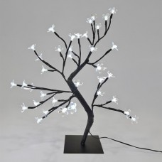 Χριστουγεννιάτικο δέντρο 45cm κερασιά με 36 led ψυχρό λευκό φώς και λουλούδια σιλικόνης