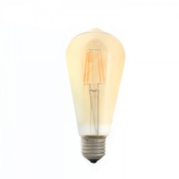 Λάμπα led filament edison αβοκάντο 4W ντιμαριζόμενη (dimmable) χρυσό (μελί) γυαλί Ε27 2400K θερμό λευκό φως ST64 ευρείας δέσμης 360° 360lumen 230V