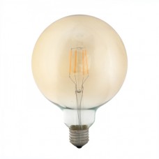 Λάμπα led filament edison Φ125 γλόμπος (globe) 4W ντιμαριζόμενη (dimmable) χρυσό (μελί) γυαλί Ε27 2400K θερμό λευκό φως G125 ευρείας δέσμης 360° 360lumen 230V