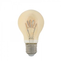 Λάμπα led filament edison με σπιραλ (spiral) σχέδιο E27 κοινή αχλάδι A60 6W ντιμαριζόμενη (dimmable) χρυσό (μελί) γυαλί 2400K θερμό λευκό φως ευρείας δέσμης 360° 540lumen 230V