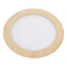 Φωτιστικό led panel 20W (20 WATT) ενδιάμεσο λευκό φως 4000Κ απόχρωση ξύλου στρογγυλό χωνευτό αλουμινίου Φ22cm 1700lumen 120°