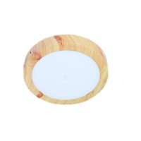 Φωτιστικό led panel 20W (20 WATT) ψυχρό λευκό φως 6000Κ απόχρωση ξύλου στρογγυλό εξωτερικό (επίτοιχο) αλουμινίου Φ22cm 1800lumen 120°