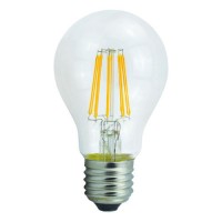 Λάμπα led filament edison κοινή αχλάδι 6W διάφανο γυαλί Ε27 ψυχρό λευκό φως 6500K A60 ευρείας δέσμης 360° 806lumen 230V