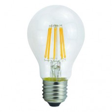 Λάμπα led filament edison κοινή αχλάδι 6W διάφανο γυαλί Ε27 ψυχρό λευκό φως 6500K A60 ευρείας δέσμης 360° 806lumen 230V