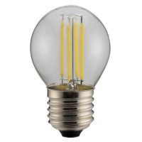Λάμπα led filament edison σφαιρική (μπαλάκι) 4W ντιμαριζόμενη (dimmable) διάφανο γυαλί Ε27 6500K ψυχρό λευκό φως ευρείας δέσμης 360° 400lumen 230V
