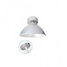 Φωτιστικό led καμπάνα 50W με ντίζα και ροζέτα ενδιάμεσο ουδέτερο λευκό φώς 4000Κ με γκρί ασημί σκιάδα Φ30cm 220V 4500lumen για αποθήκες και εργοστάσια