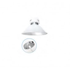 Φωτιστικό led καμπάνα 20W κρεμαστή με ντίζα και ροζέτα ενδιάμεσο ουδέτερο λευκό φώς 4000Κ με ασημί σκιάδα Φ25cm 220V 1800lumen